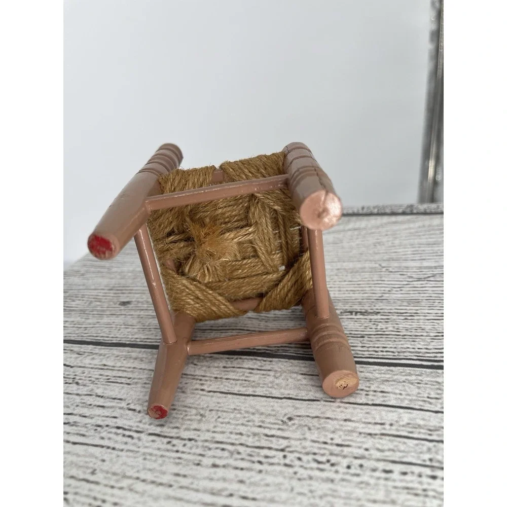 Vintage doll's wooden Chair  With Heart Design
